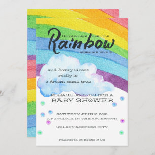 Invitation au Baby shower arc-en-ciel