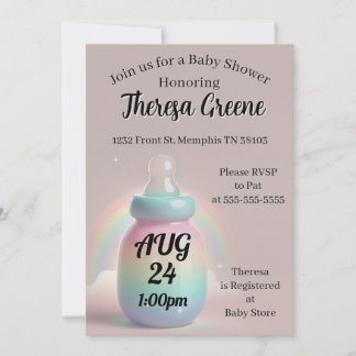 Invitation au Baby shower arc-en-ciel