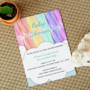 Invitation au Baby shower arc-en-ciel