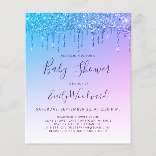Invitation au Baby shower arc-en-ciel de la Partie (Devant)