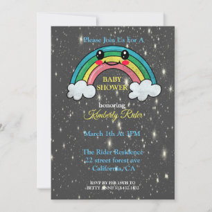 Invitation au Baby shower arc-en-ciel souriant