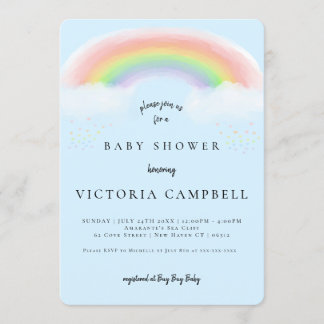 Invitation au Baby shower arc-en-ciel Watercolor