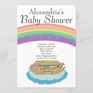 Invitation au Baby shower Arche de Retro Rainbow N
