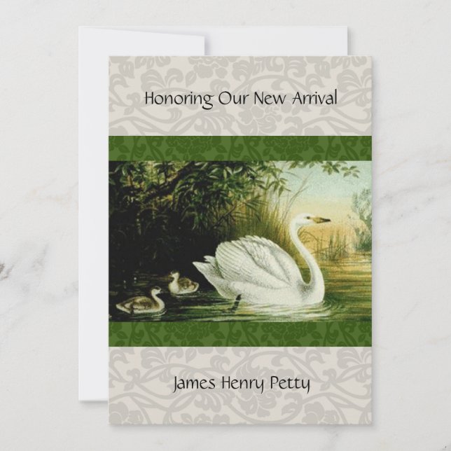 Invitation au Baby shower Baby Swans (Devant)