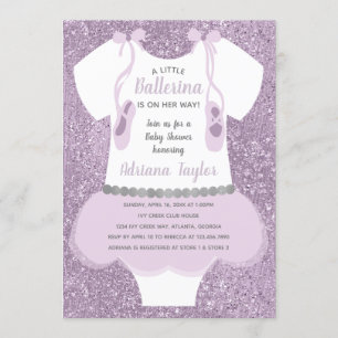 Invitation au Baby shower Ballerina, violet