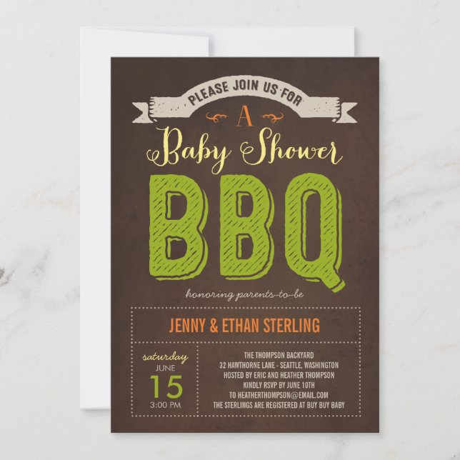 Invitation au Baby shower barbecue - Lime (Devant)