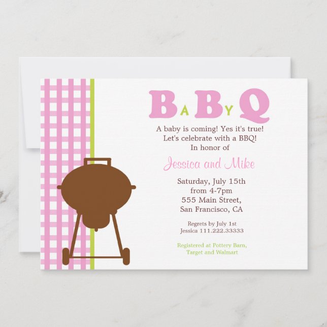 Invitation au Baby shower BBQ BaByQ (Devant)