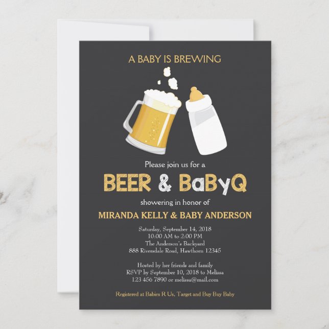 Invitation au Baby shower Beer & BabyQ, Barbecue I (Devant)