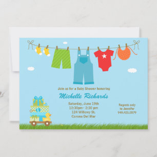 Invitation au Baby shower bleu