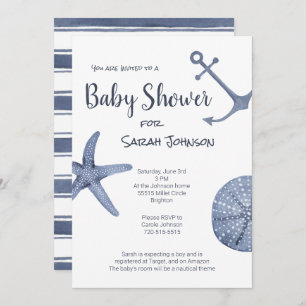 Invitation au Baby shower bleu marine