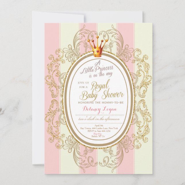 Invitation au Baby shower Blush Gold Royal Princes (Devant)