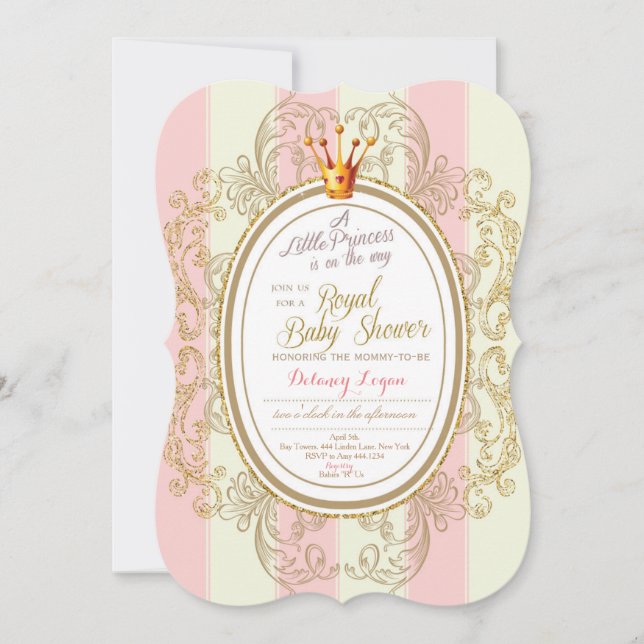 Invitation au Baby shower Blush Gold Royal Princes (Devant)