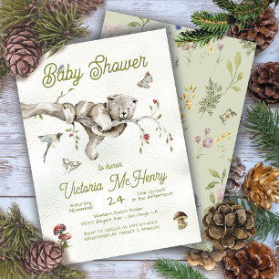 Invitation au Baby shower Boho de l'ours des bois