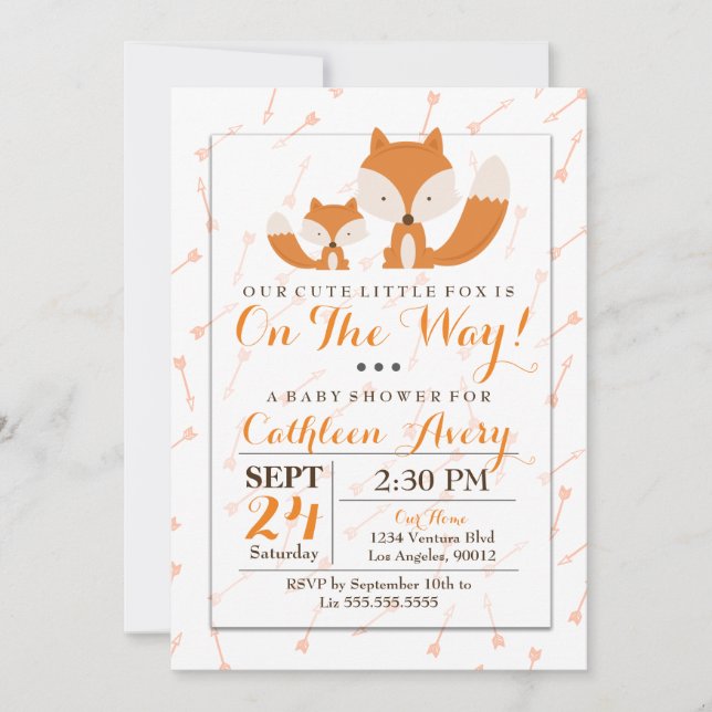 Invitation au Baby shower Boho Fox (Devant)