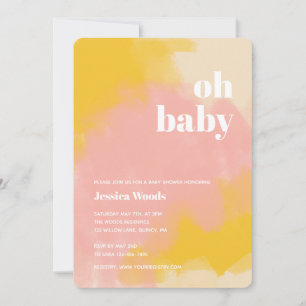 Invitation au Baby shower Boho rose et jaune
