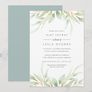 Invitation au Baby shower botanique aérien