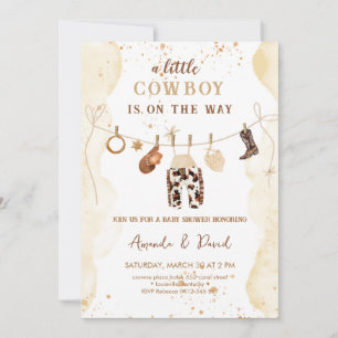 Invitation au Baby shower Brown de Cowboy Western