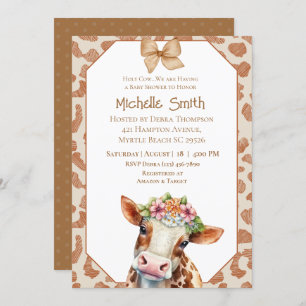 Invitation au Baby shower Brown de la vache sainte