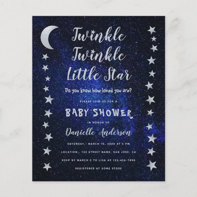 Invitation au Baby shower Budget Little Star Twink (Devant)