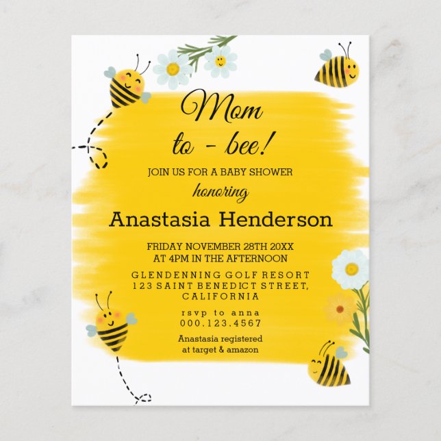 Invitation au Baby shower budgétaire. Flyer (Devant)