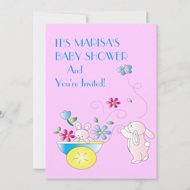 Invitation au Baby shower Bunny (Devant)