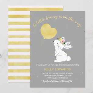 Invitation au Baby shower Bunny neutre pour les fe