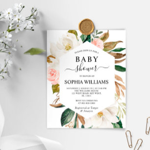 Invitation au Baby shower cadre Magnolia Budget