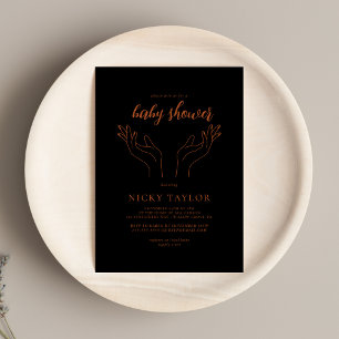Invitation au Baby shower céleste noir