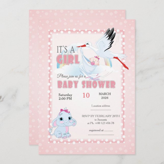 invitation au baby shower, c'est un garçon (Devant / Derrière)