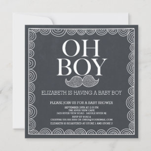 Invitation au Baby shower Chalkboard Mustache