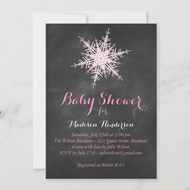 Invitation au Baby shower Chalkboard Snowflake - r (Devant)
