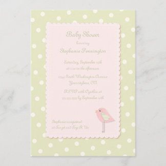Invitation au baby shower chic des pois d'oiseaux