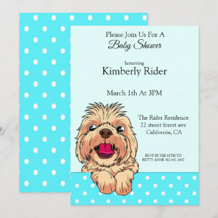 Invitation au Baby shower Chien de Cute Shih Tzu