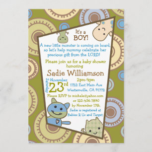 Invitation au Baby shower chrétien de Little Monst