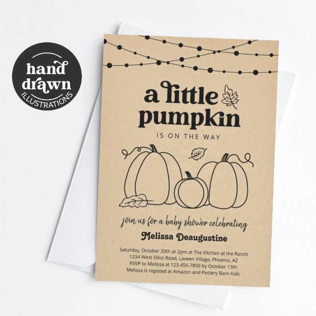 Invitation au Baby shower Citrouille neutre pour l (Créateur téléchargé)
