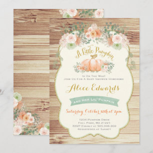 Invitation au Baby shower Citrouille neutre pour l