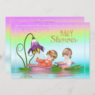 Invitation au Baby shower coloré Rainbow Lily