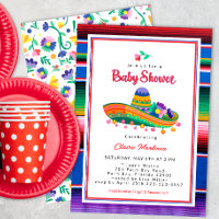 Invitation au Baby shower coloré Sombrero Fiesta