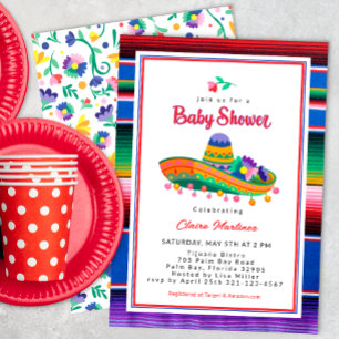 Invitation au Baby shower coloré Sombrero Fiesta