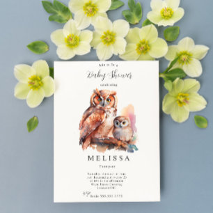 Invitation au Baby shower Cute Owl