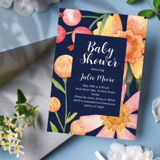 Invitation au Baby shower d'alimentation des fleur