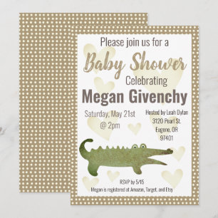 Invitation au Baby shower d'alligator de Sepia neu