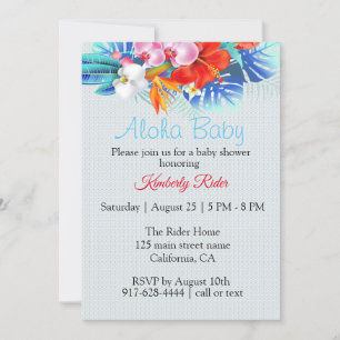 Invitation au Baby shower d'Aloha Floral tropical