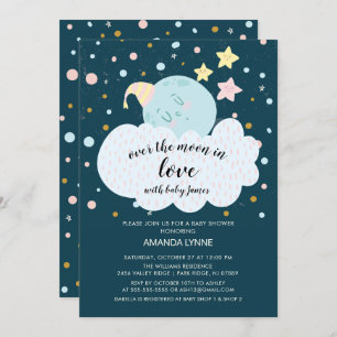 Invitation au Baby shower d'amour sur la lune