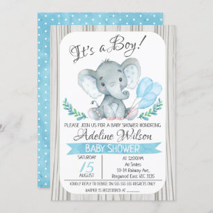 Invitation au Baby shower d'aquarelle d'éléphant B