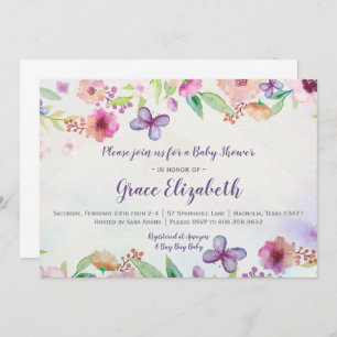 Invitation au Baby shower d'aquarelle florale papi
