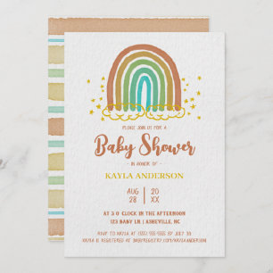 Invitation au Baby shower d'aquarelle Rainbow Boho
