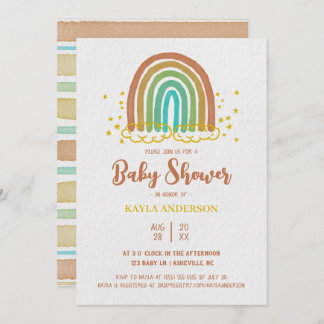 Invitation au Baby shower d'aquarelle Rainbow Boho