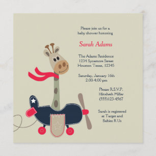 Invitation au Baby shower d'avion de Giraffe