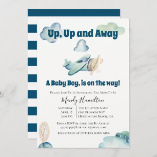 Invitation Au Baby shower D'Avion En Haut Et En Ba